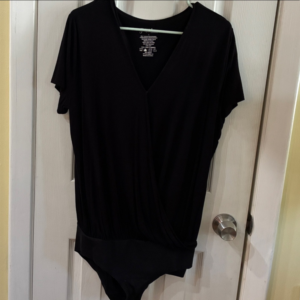 Grace & Lace Black Short Sleeve Wrap Top